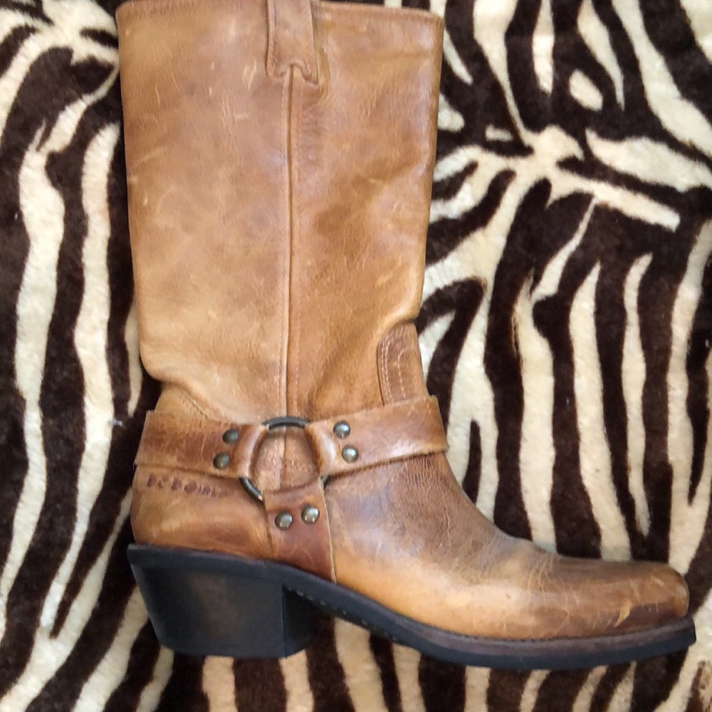BCBG Brown Leather Ring Calf-High Heeled Boots